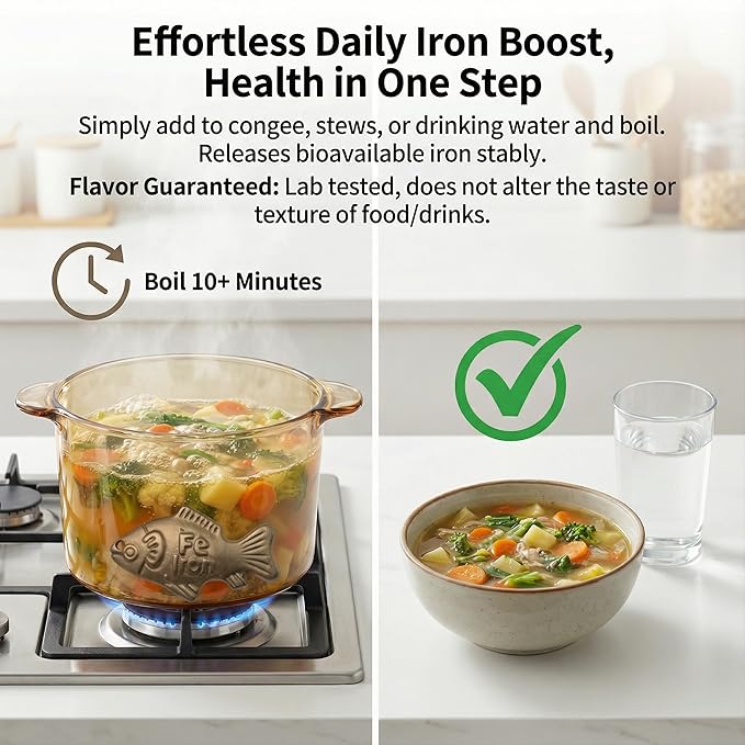 Iron Fish 3 Pack - Food-Grade Reusable Cooking Tool for Adding Natural Iron to Food & Water, Durable Chemical-Free Kitchen Accessory, Easy to Use for Vegans, Athletes, Pregnant Women & Families