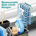 Ewaiira Stainless Steel Sink Caddy, Sponge Holder for Kitchen Sink with Brush Holder Dishcloth Rack, Rustproof sink Organizer Countertop, Soap Dispenser Kitchen Organizers Storage Essentials,9.8″Black