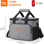 Lifewit Large Lunch Bag, Insulated Lunch Box, Soft Cooler Cooling Tote for Adult Men Women, Gray 24-Can (15L)