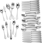 Lenox Silverware Set, Chelse Muse 65-Piece Flatware Set, Service For 12, 18/10 Stainless Steel, Dishwasher Safe, Knives Spoons And Forks Sets, Home And Kitchen Utensils (Silver, 65 Pieces)