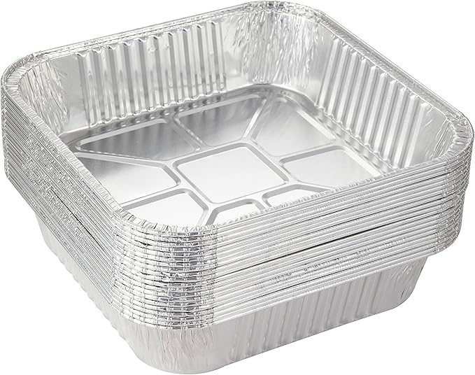 Waytiffer 25pack- 8 x 8 Aluminum foil Pans Disposable Heavy Duty Square baking Cake Pan, Cooking Tins Homemade Breads Oven Pans,Foil Pan, Baking pan Roasting