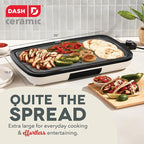 Dash Everyday Ceramic Electric Griddle - Includes Adjustable Temperature, Large Cooking Surface, and Removable Drip Tray For Pancakes, Burgers, and Breakfast - Cream