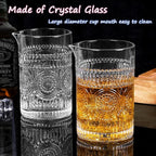 Gusnilo Cocktail Stirring Glasses for Whiskey Cocktail Mixing Glass 24oz Mixing Glass Mixing for Stirring Drinks,Old Fashioned Crystal Bar mixing Glass 710ml Cocktail Stirring Glasses 2PCS