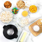 Nostalgia 8-Cup Hot Air Popcorn Maker & Bowl - 2-In-1 Bowl & Lid, 2 oz Measuring Cup - Oil-Free Pop Corn for Movie Night, Snacks, Birthday Parties, and More - Aqua