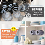 2 Pack Tumbler Lid Organizer, Horizontal Tumbler Lid Storage Hook to Hold Up 20 Lids, Space Saving Cup Lid Holders Under Cabinet Tumbler Lid Hook for Kitchen Organizer, Paper Towel Rack Hanger (Pink)