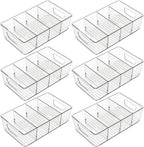 Stackable 6 Pack Snack Organizer for Pantry Shelf,Clear Pantry Organizers and Storage Bins for Fridge,Office,Cupboard,Plastic Pantry Snack Organizer For Breast Milk,Tea Bag,Food Storage Containers