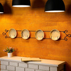 2 Pcs Horizontal Plate Rack Black Large Plate Hangers for the Wall Metal Decorative with 4 Non Adjustable Brackets for Collectible Plates Dishes Plaques