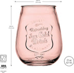 Wine Glasses Set Of 4 Assorted Colored Stemless Glasses 21 OZ. Original Mason Large Wine Cup, Red and White Wine Drinking Water Glasses. Juice, Cocktails, Smoothies, Vintage Bar | Large Wine Cup, Red and White Wine, Juice, Cocktails, Smoothies