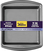 Wilton Platinum Non-Stick Square Cake Pan - Baking Pan for Brownies & Small Cakes - Made Without PFAS - Dishwasher Safe & Even Heat Distribution - 9 x 9 x 2 Inch