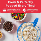Ecolution Patented Micro-Pop Microwave Popcorn Popper with Temperature Safe Glass,3-in-1 Lid Measures Kernels and Melts Butter,Made Without BPA,Dishwasher Safe,3-Quart,Blue,(Pack of 4)