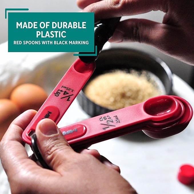 MIRRO 4pc Nested Measuring Spoons Set, Red