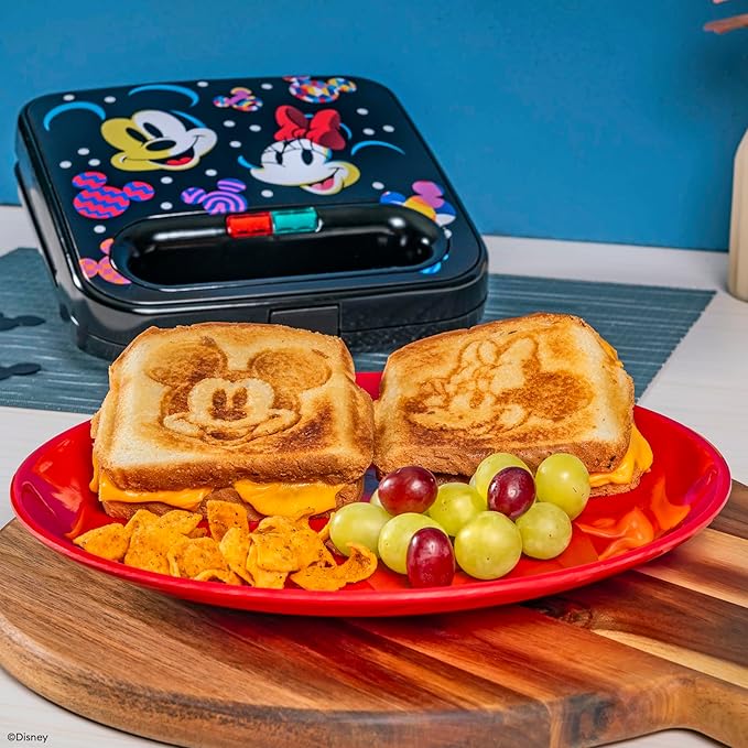 Uncanny Brands Disney Mickey and Minnie Mouse Sandwich Maker - Small Kitchen Appliance