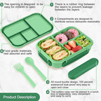 Amathley Lunch Box Kids,Bento Box Adult,Leakproof Lunch Containers for Adults/Kids/Toddler,1200ML-4 Compartments bento Lunch box with Utensil,Microwave & Dishwasher & Freezer Safe (Cyan)