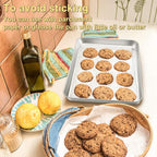 P&P CHEF 16 Inch Baking Cookie Sheet, Oven Pan Tray Stainless Steel Sheet Pan for Kitchen, Oven Bakeware for Multi Uses, Shiny Look & Dishwasher Safe, Healthy & Heavy Duty, 4Pcs