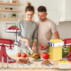 Jooke Meat Grinder Pasta Maker Attachment for Kitchenaid Stand Mixers,Set for Kitchenaid Mixer Attachments Includes Metal Food Grinder with Sausage Stuffer Tubes,3 in 1 Pasta Attachment,Dough Cutter