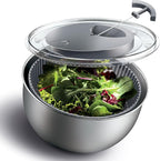 COOK WITH COLOR Stainless Steel Salad Spinner - 5 Qt. Lettuce Washer And Vegetable Spinner Dryer for Easy Salad Prep - Non Slip Base with Pull Handle - Auto Stop Brake System, Stain and Odor Resistant