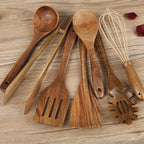 Wooden Utensil for Cooking, Wood Kitchen Utensils Cooking Set Teak Wood Spoons set for Cooking,Spatulas Non-Stick for Cookware Kitchen Spoon (7)
