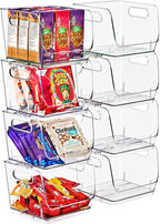 Sorbus Stackable Storage Bins Open Front, Clear Stackable Storage Bins, Pantry Bins for Storage and Organization, Acrylic Stackable Bins for Kitchen, Clear Pantry Organizer Bins (Small Square 8 Pack)