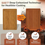 Bamboo Cutting Board Set of 3, Wood Cutting Boards for Kitchen with Juice Grooves, Durable Chopping Board for Meat, Vegetables & Meal Prep