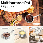 Macevia Mini Sauce Pan with Lid,Stainless Steel Butter Warmer Small Pot, For All Stoves Multipurpose Use for Home Kitchen or Restaurant - Silver