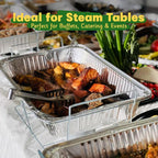 9x13 Aluminum Pans with Lids [25 Pack], Extra Heavy Duty Half Size Disposable Foil Pans, Deep Baking Pans for Cooking, Roasting, Heating, and Steam Tables