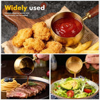 3 Pieces Stainless Steel Mini Sauce Pan with Wooden Handle & Spout, 1.7/3.4/5.1 Oz Gold Small Butter Warmer Saucepan, Reusable Sauce Pot Dipping Bowl (Gold)