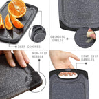 Viretang Plastic Cutting Boards Set of 3 Extra Large for Kitchen, Thick Chopping Board with Deep Juice Grooves, Non‑Slip Feet, Easy Grip Handle, BPA Free, Dishwasher Safe,Black