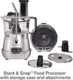 Hamilton Beach Stack & Snap 8-Cup Food Processor & Vegetable Chopper with Adjustable Slicing Blade, Built-in Bowl Scraper & Storage Case, Silver (70820)
