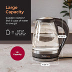 MuellerLiving Glass Kettle 1.5L 1500W LED Light Electric Tea Kettle Automatic Shut-Off with SpeedBoil Tech and Boil-Dry Protection