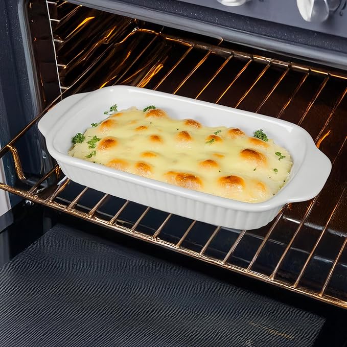 Small Au Gratin Baking Dish with Handles 7 x 4, Set of 4, 8.5 Oz Ceramic Casserole Dishes, for Oven Roasting, Au Gratin Pans Set for Individual portion, Lasagna, Pie, Gratin, Kitchen Home