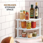 Bambüsi Plate Organizer for Cabinet - Corner Cabinet Organizer and Kitchen Cabinet Organizer Shelf, Kitchen Countertop Organizer for Plates, Dishes and Bowls, Space Saving Corner Rack, White
