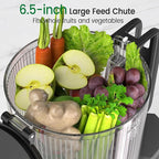 Cold Press Juicer, 6.5" Extra Wide Feed Chute Juicer Machines, 350W Slow Juicer Machines with High Juice Yield for Whole Vegetables & Fruits, BPA Free (Titanium Gray)