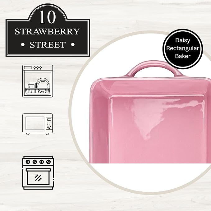 10 Strawberry Street Daisy Rectangular Baker, Pink