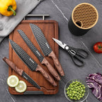 GOODA Kitchen Knife Set With Block,6-Piece Professional Chef Cooking Knives Set For Kitchen,Non-Stick Stainless Steel Knife Block Set