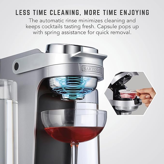 Bartesian Professional Cocktail Machine and Margarita Maker - High Capacity Bar Cocktail Mixer with 5 Premium Glass Bottles for Parties and Entertaining - Push-Button Technology and Easy Clean Design