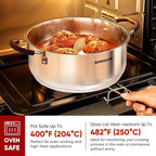 SUNHOUSE - 5.5 Quart Steamer Pots With Lid 2-Tier Multipurpose Stainless Steel Steaming Pot Cookware With Handle For Vegetable, Dumpling, Sauce, Food - Triple Bottom, Measurement Line