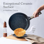 Pots and Pans Set Non Stick Non-Toxic 22 Pcs Ceramic Cookware Sets Nonstick Kitchen Pot&Pan With Lid Black Granite Induction Compatible with Glass Lids Crepe Frying Pan PFOA/PFOS-Free