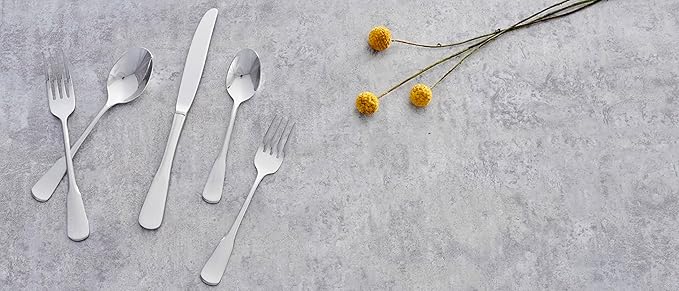 Oneida Silverware Set For 8, Colonial Boston 45-Piece Everyday Flatware Set with Serving Utensils, Service For 8, 18/0 Stainless Steel, Dishwasher Safe, Knives Spoons And Forks Sets (Silver, 45 Piece)