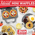 SugarWhisk 4 Inch Double Mini Waffle Maker Machine, Chaffle Maker, Waflera Electrica, Small Waffle Iron for Waffles, Keto Chaffles, Hash Browns, Cookies, Non-stick Plates