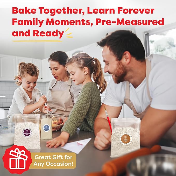 Baketivity Masterpiece Cookies Kids Baking Kit - Cooking Kit for Kids with Premeasured Ingredients, Step by Step Instructions, Paint Brushes, Art Lessons - Baking Set for Girls, Boys Ages 6-12
