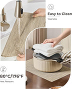 Leetaltree Light Brown Placemats Set of 8 - Heat Resistant Non-Slip Place mats for Dining Table, Washable Durable PVC Vinyl Woven Table Mats（Light Brown, 8）