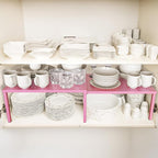 Simple Houseware Expandable Stackable Kitchen Counter Shelf Organizer, Pink, Metal Top, 11.25 in L x 7.9 in W x 5.4 in H