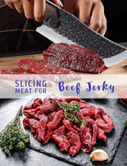 DRGSKL Hand Forged Meat Cleaver Knife Fathers Butcher Knives for Meat Cutting Full Tang Chef Knife with Belt Sheath and Gift Box High Carbon Steel for Kitchen or Camping, Gift for Dad