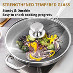 Glass lid for Large Pots and Pans, 14.25 Inch Cover for Replacement, Commercial Lid for Cookware, Frying Pans, Stockpot, Dishwasher safe and oven safe up to 400°F Fit Inner Dia14 to 14.4 Inch