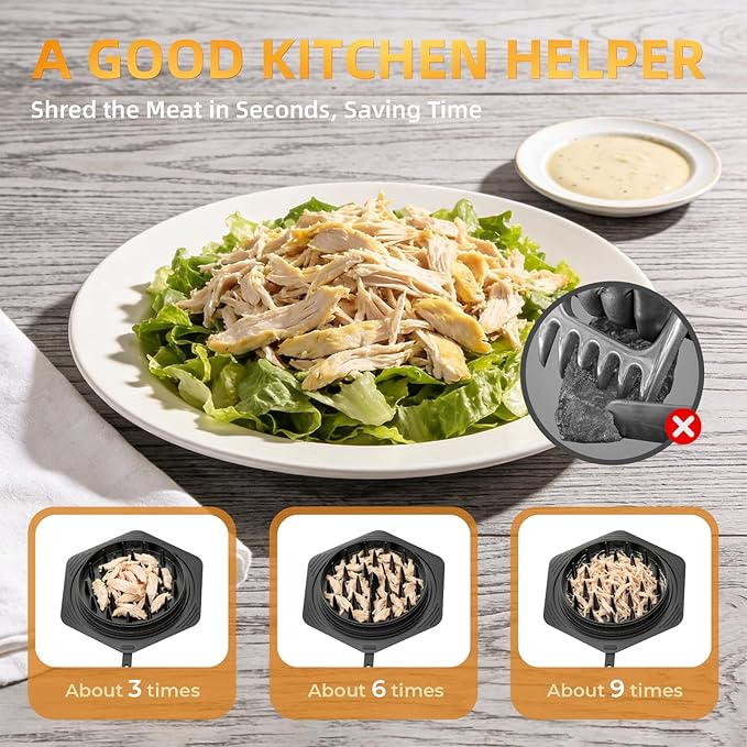 Cleangor Chicken Shredder Tool Twist Large, BPA Free Meat Shredder with Ergonomic Handle, Non-Slip Food Shredder Tool for Pork, Beef, Set of Chicken Breast Shredder with Brush & Fork (1, Mint)