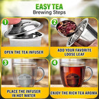 Set of 1 Large Tea Infuser, 2 Small Infuzers & Scoop With Bag Clip - Stainless Steel Infuser for Loose Leaf Tea Steeper Tea Strainers for Loose Tea Diffusers for Loose Tea - Loose Leaf Tea Infuser