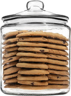 1 Gallon Glass Cookie Jar with Lid – Glass Jar with Lid - Airtight Food Storage Container for Cookies, Candy, Flour, Dog Treats – Clear Large Kitchen Jar for Pantry - Glass Containers with Lids