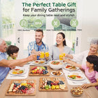 Bamboo Cutting Boards for Kitchen(Set of 3), Wood Cutting Board with Wood Storage Stand, Charcuterie & Chopping Board for Vegetables and Meat, with Deep Juice Groove, Ideal Kitchen Gifts