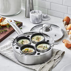 Demeyere Resto 18/10 Stainless Steel Stovetop Egg Poacher Set, 4 Removable Cups, Induction Compatible, Dishwasher Safe