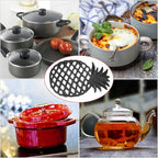 Sumnacon 2 Pack Cast Iron Trivets for Hot Dishes, Pots and Pans - Decorative Pineapple Trivet with Non-Slip Rubber Pegs Rustic Metal Pot Holders for Kitchen Countertop Dining Table Home Decor, Black